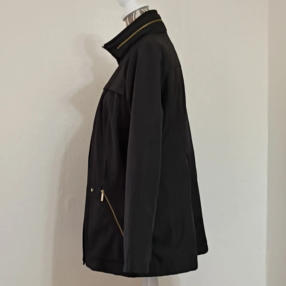 Michael Michael Kors Black Full Zip Hooded Moto Jacket Size L